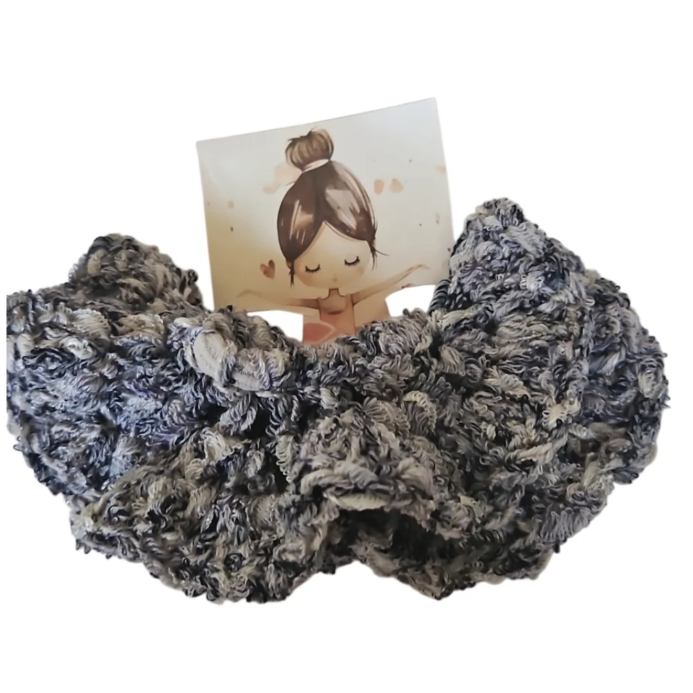 Handmade Tutu-Inspired Ballerina Knit Scrunchie Crochet gray New Hair Accessory